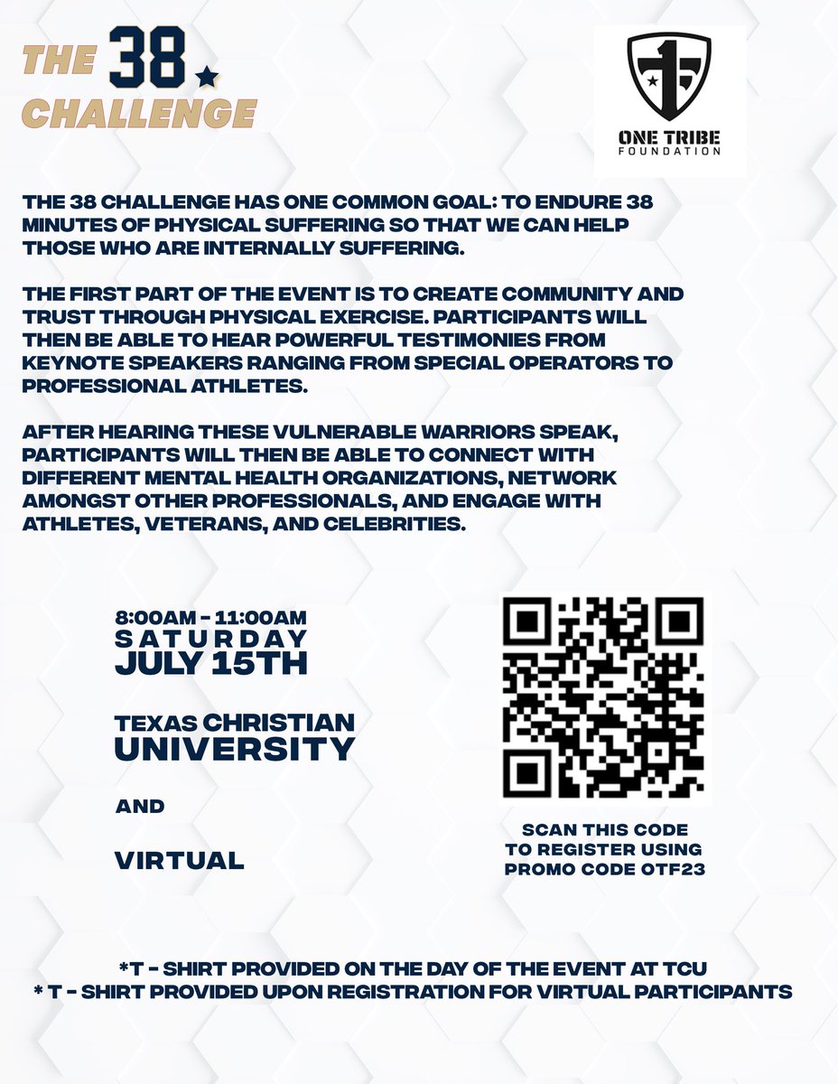 Join us this Saturday at the 2nd Annual <a href="/the38Challenge/">The 38 Challenge</a> in Fort Worth! #OneTr1be #DFW