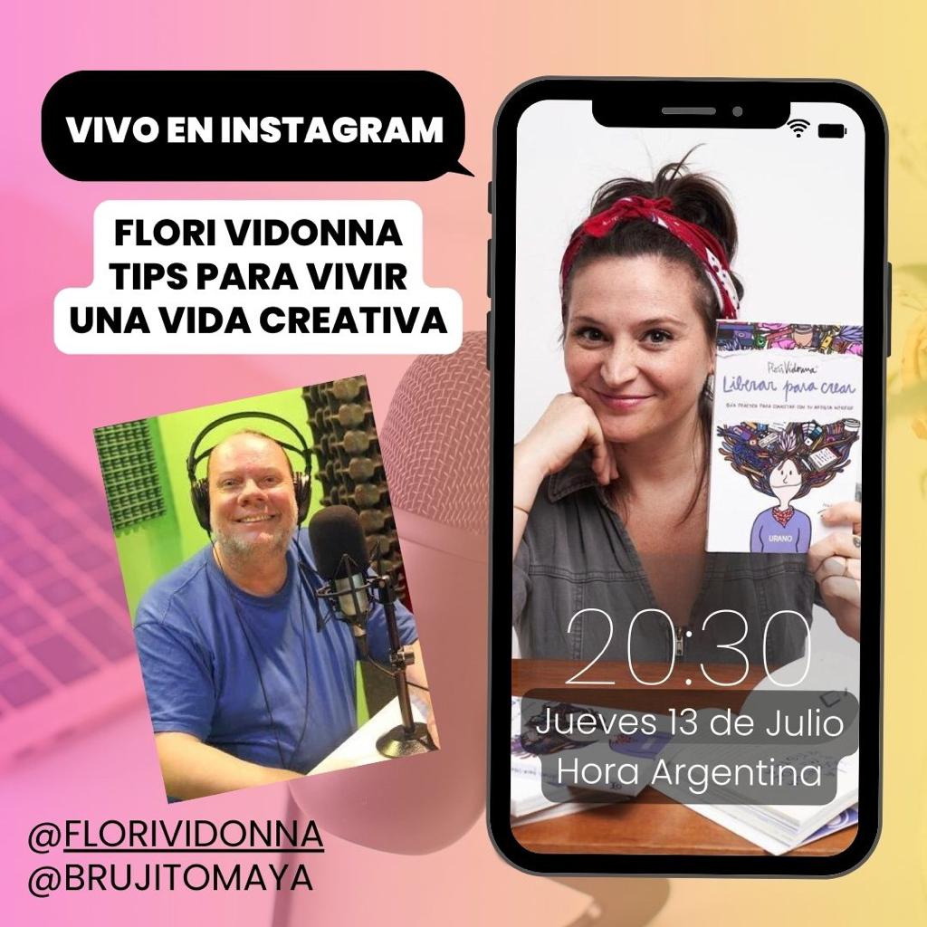 ¡Hoy no se pueden perder este Instagram live!

<a href="/florividonna/">Flori Vidonna</a> estará conversando con <a href="/BrujitoMaya/">Brujito Maya</a> y nos dará tips para vivir una vida creativa✨.

📍Jueves 13 de julio 20.30 hs.