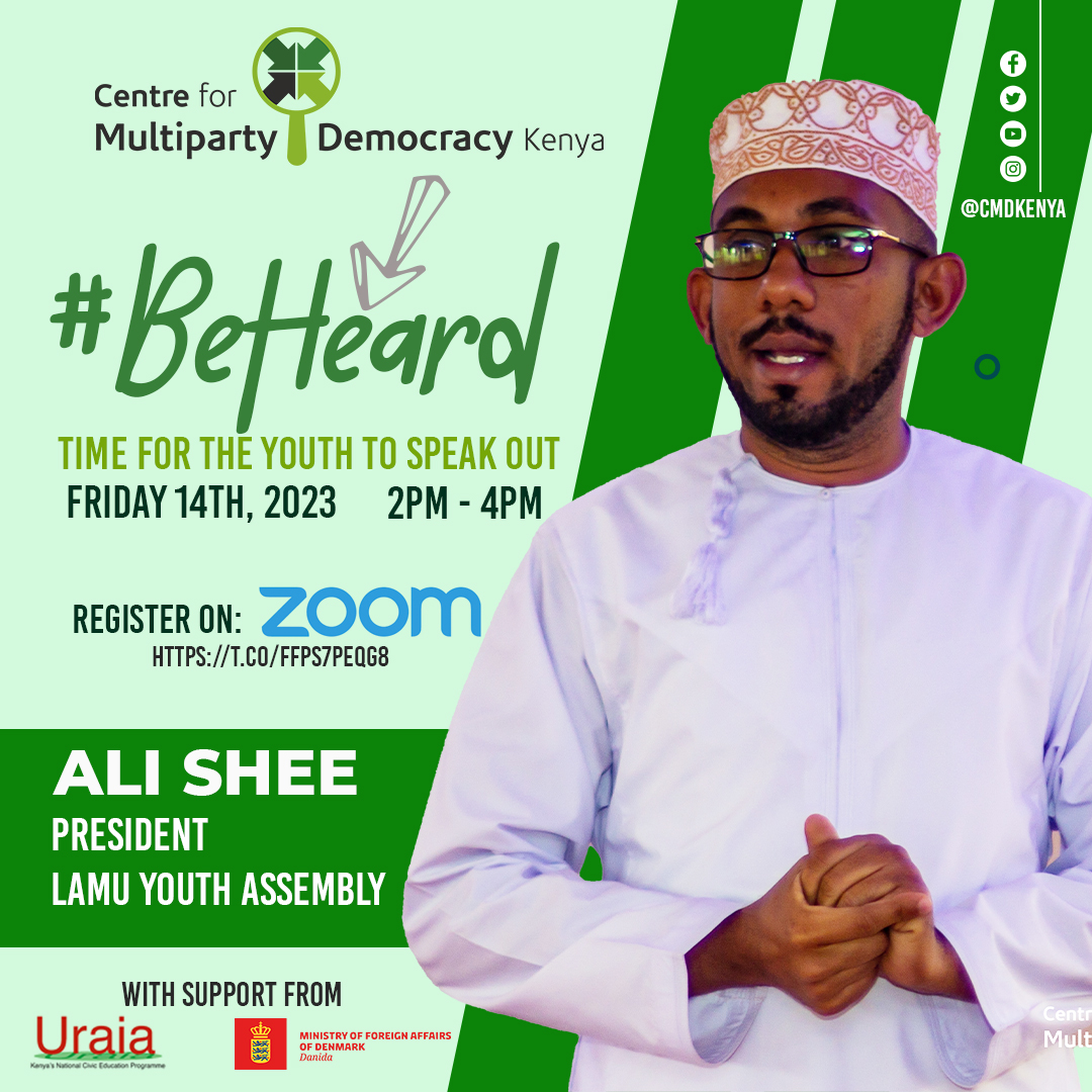 CMDKenya's tweet photo. Meet our Panelists for tomorrow's discussion on #BeHeard - Youth Voice Matters
Please register for the webinar hereπ½π½π½π½π½
https://t.co/fFPs7pEiQA
Moderator: @elvis_wambura
Panelists:
1. Gachui Kariuki @GachuiKariuki @narckenya
2. Ali Shee @YouthLamu https://t.co/cKYfWCGZ1S