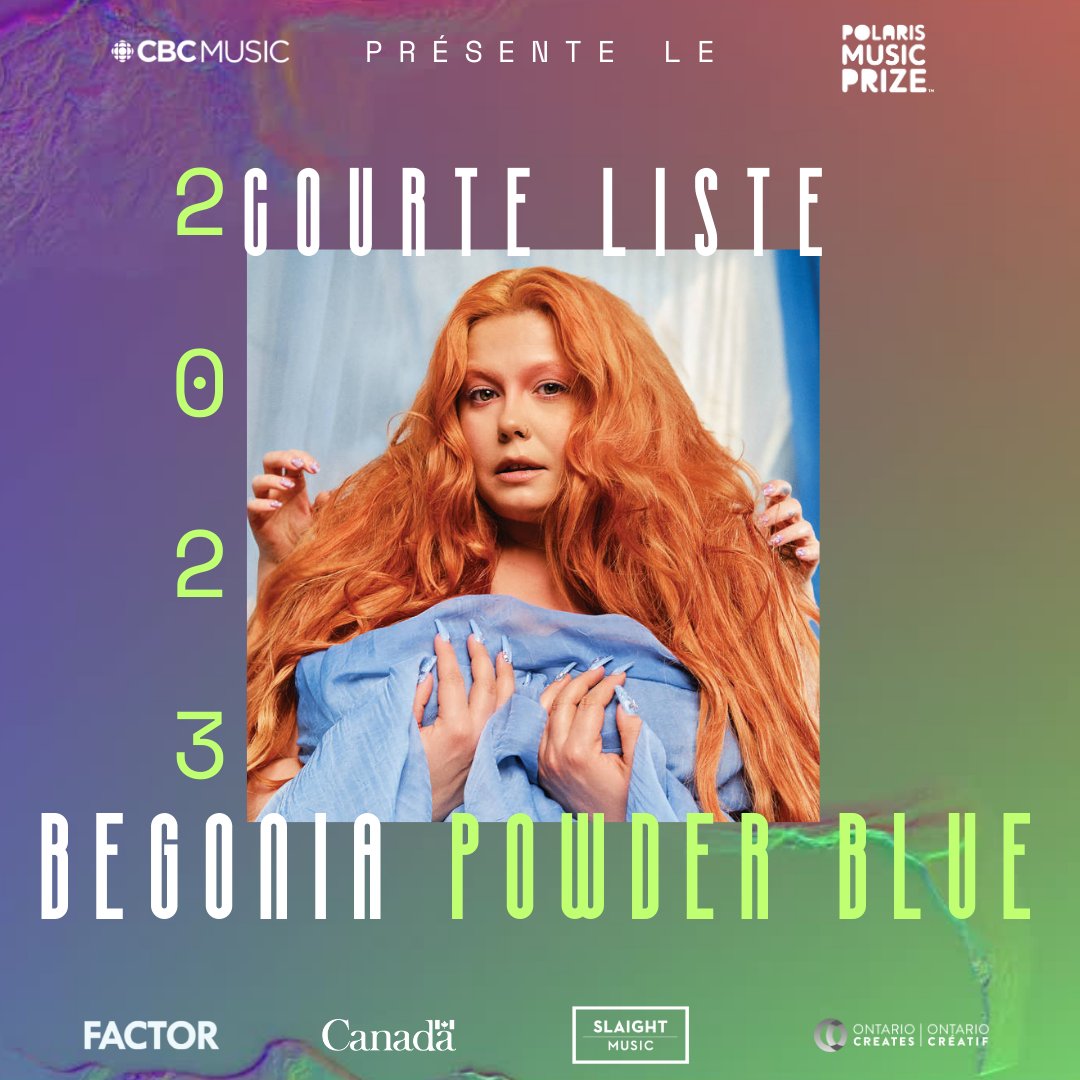 .@hellobegonia 'Powder Blue' has been nominated for the #Polaris2023 #ShortList. Begonia 'Powder Blue' est en nomination sur la #CourteListe du #Polaris2023. #FACTORFunded