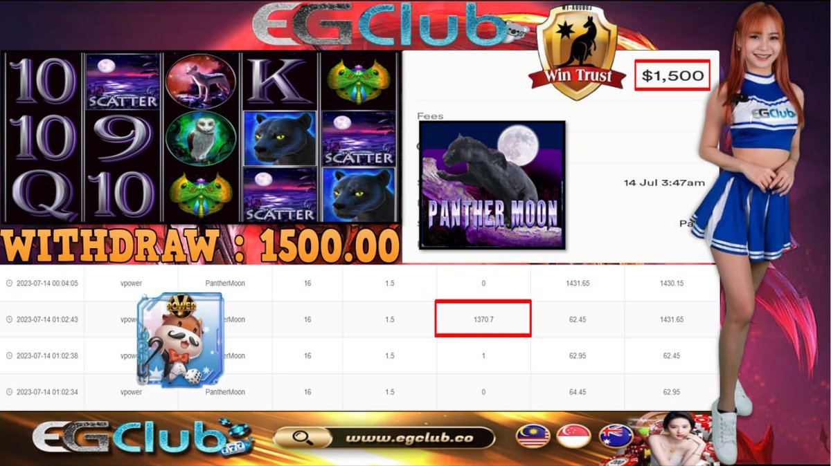 EGClub_Aus's tweet photo. Platform - V POWER
Game - PANTHER MOON
Deposit -  AUD 30.00
Withdraw - AUD 1500.00
Bet Amount - AUD 1.50

Join the club, feel the thrill – EGClub, where tongue twisters come to chill!
|Live Chat Room : https://t.co/dFYikqRdkr https://t.co/I5VjZykvxF