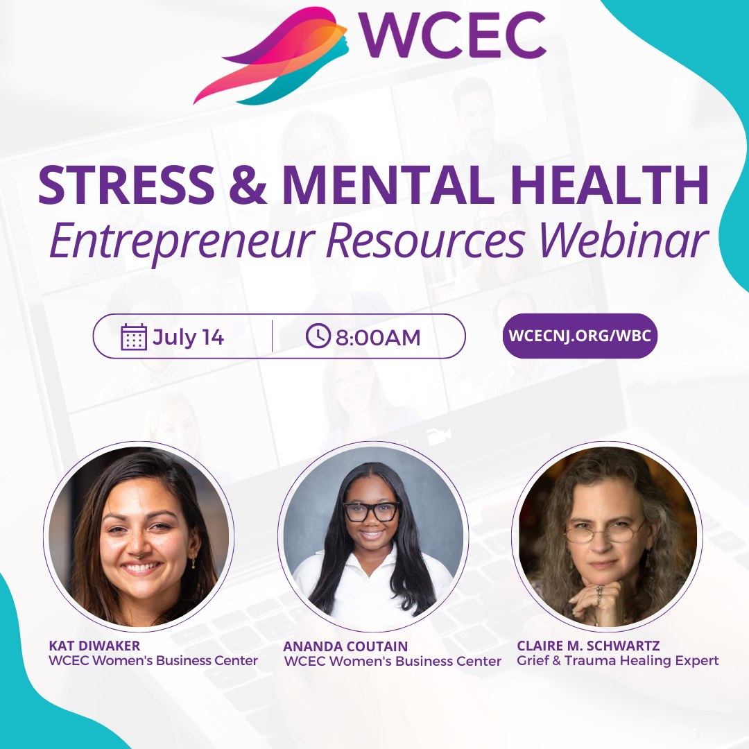 Attention: Entrepreneurs! Join @WCECNJ for a free Stress and Mental Health Webinar tomorrow. Learn about low-cost mental health resources, coping techniques and participate in live group activities. Signup@ linktr.ee/Wcecnj @NJStateDept @SecretaryWay @GovMurphy