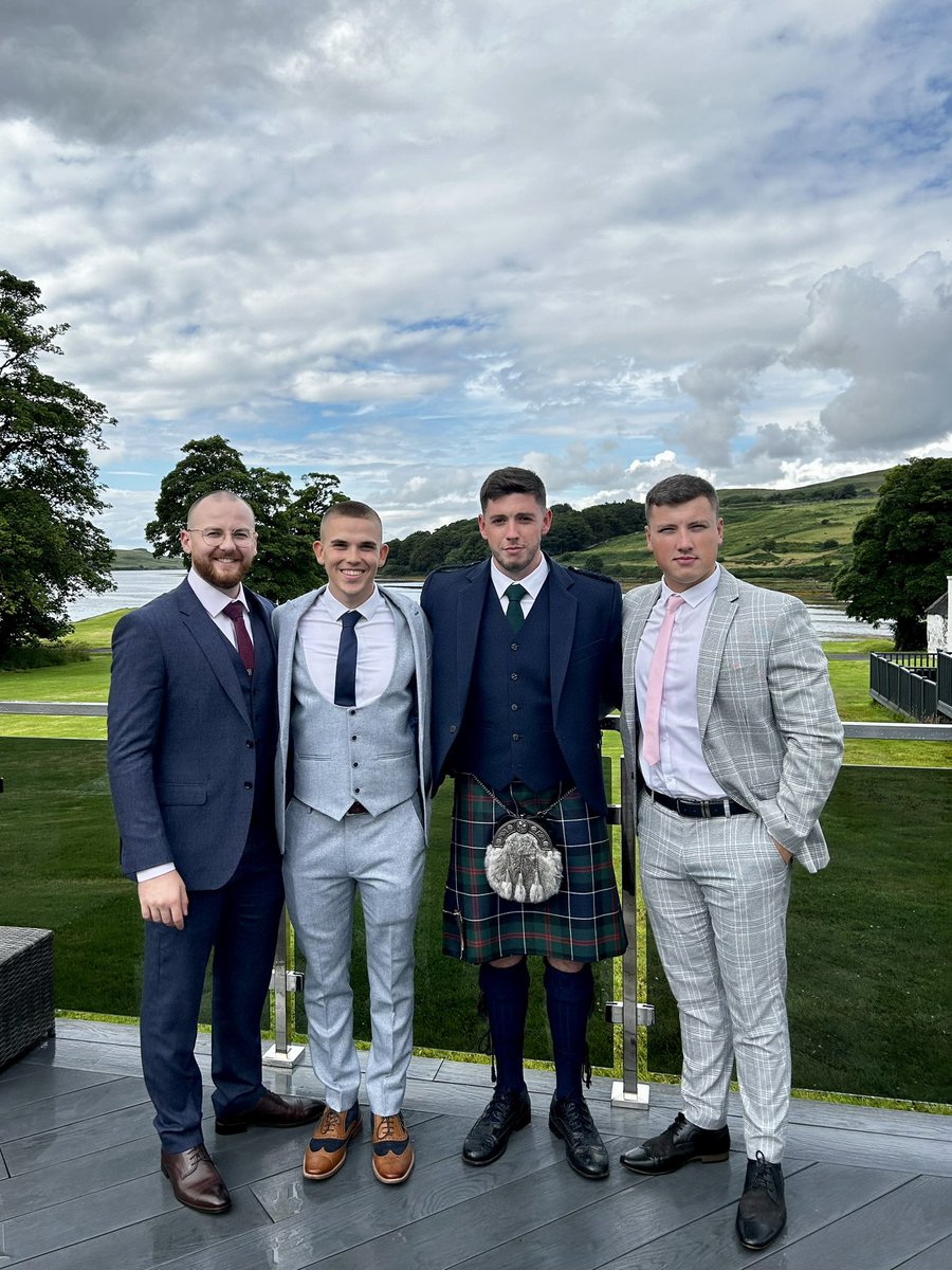 Team turned out to celebrate @C_hodgy & his wonderful wife Brittnie yesterday in the Isle of Skye. Was a great day and evening of celebrations, congratulations to you both and thank you for allowing us to share the day with you🍾💍 #brittniecolinskye23