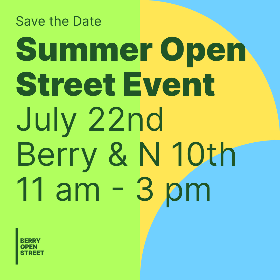 nbkopenstreets's tweet photo. Save the date! Our next event on #BerryOpenStreet will be on July 22nd from 11 am to 3pm at North 10th! 

It's shaping up to be a fun day with lots of activities for all. Details to come.

Want to volunteer? Send us a message! https://t.co/ze4T75nMLI