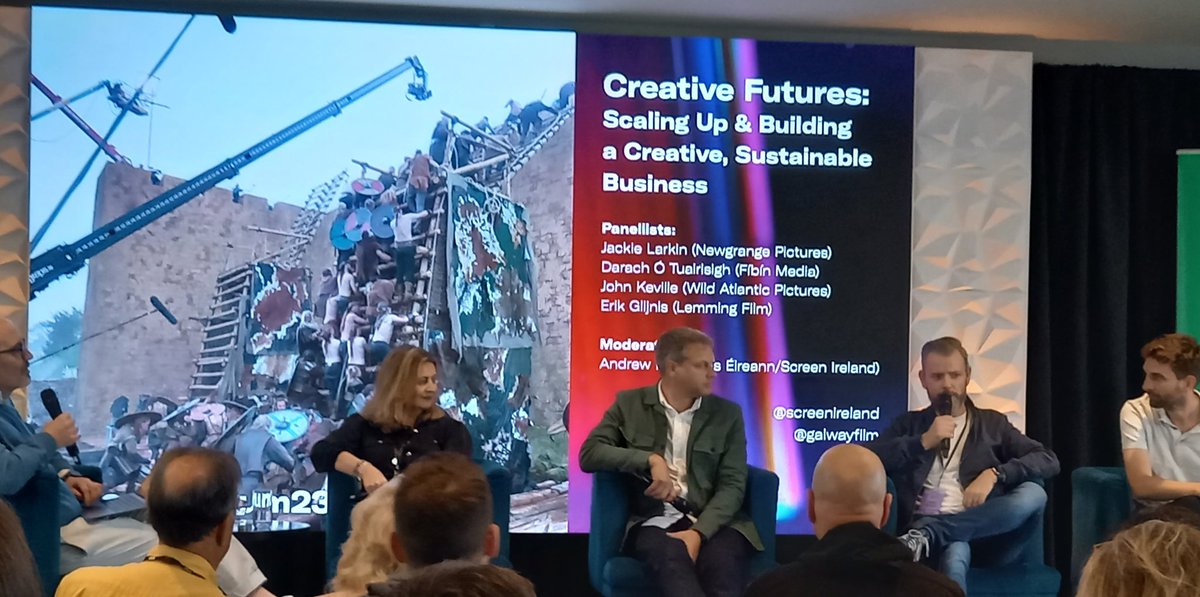 tcarmos's tweet photo. "Co-production is about trust and a shared vision." Jackie Larkin speaking at #FleadhForum23 #creativefutures #buildingyourbusiness 
@GalwayFilm @ScreenIreland @newgrangepics https://t.co/4EjbdRGlOk