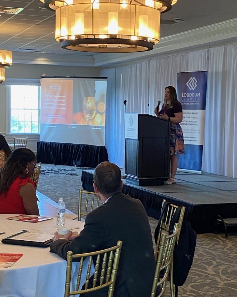 LoudounBiz's tweet photo. At this morning's @LoudounChamber Business @ Breakfast, #Loudoun DED #SmallBiz Development Officer, Jill Badger, talked about the upcoming #InnovationChallenge. Details on this year's event will be released soon so stay tuned for more info! #LoudounPossible https://t.co/F1YZaBFwG1