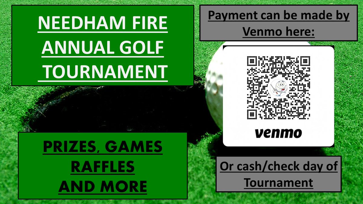 NL1706's tweet photo. NEEDHAM FIRE GOLF

August 23rd @ Brookmeadow Country Club in Canton.  

Register by scanning QR code on the top picture below or clicking on the following link:

https://t.co/AWxa78UzyT

Payment can be made by Venmo below(suggested) or by cash/check day of tournament or before https://t.co/GFlRwBtAB6