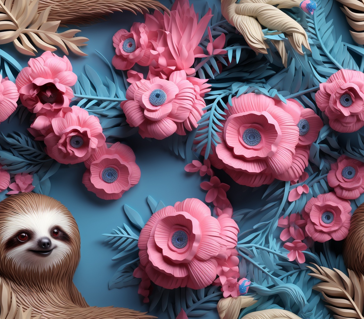 cesar20984's tweet image. "Blossomed Sloth in Ornamental Elegance" #midjourney #AIArtworks #3DEffects #MuseumGallery. 
👉 #Prompt in Alt.