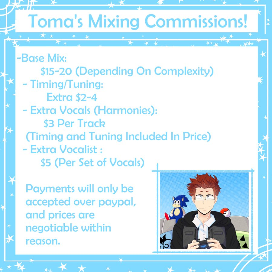 its_that_Toma's tweet photo. Time to repopen the old wagon
My PC decided to die on me the other night and I'm now in need of some support. Mixing comms will be reopening short term. Any donations would also be incredibly welcome. I hate asking but I guess sometimes it can't be helped.
https://t.co/rqh4zKizEf https://t.co/MU5WQVNsJk