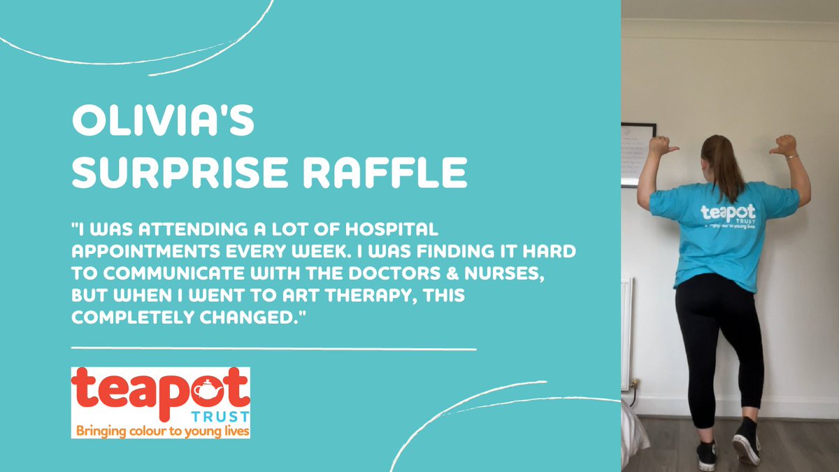 TeapotTrust's tweet photo. Olivia was referred for #TeapotTrust #ArtTherapy by the #rheumatology department at @RHCGlasgow after a flare-up of her #ChronicCondition.
"I have decided to fundraise for the Teapot Trust because they have helped me so much over the past year."
π https://t.co/jJpSVotqGm https://t.co/IOlLosUnTN