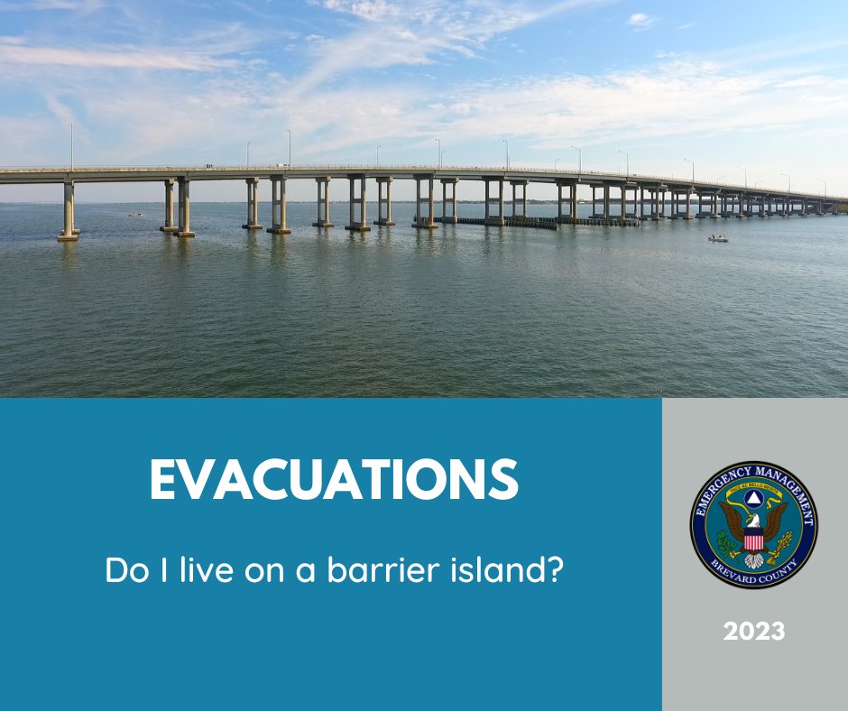 BrevardEOC's tweet photo. We are often asked, do I live on a barrier island? 

If you have to cross a causeway to reach the mainland, you live on a barrier island. https://t.co/nfn5jBSeCd