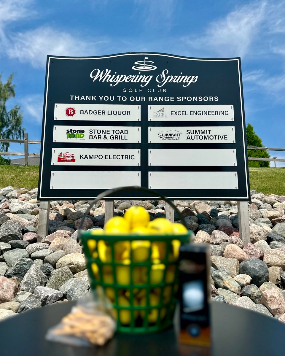 WSGCgolf's tweet photo. A big thank you to our range sponsors! Get those practice swings in before a weekend full of sunshine and low scores!

#whisperingsprings #practicerange #golfcourse https://t.co/se3AT7gpHt