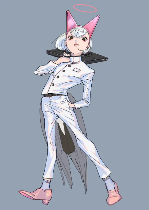 #PortfolioDay 進行形で鳥の天使を描いています 