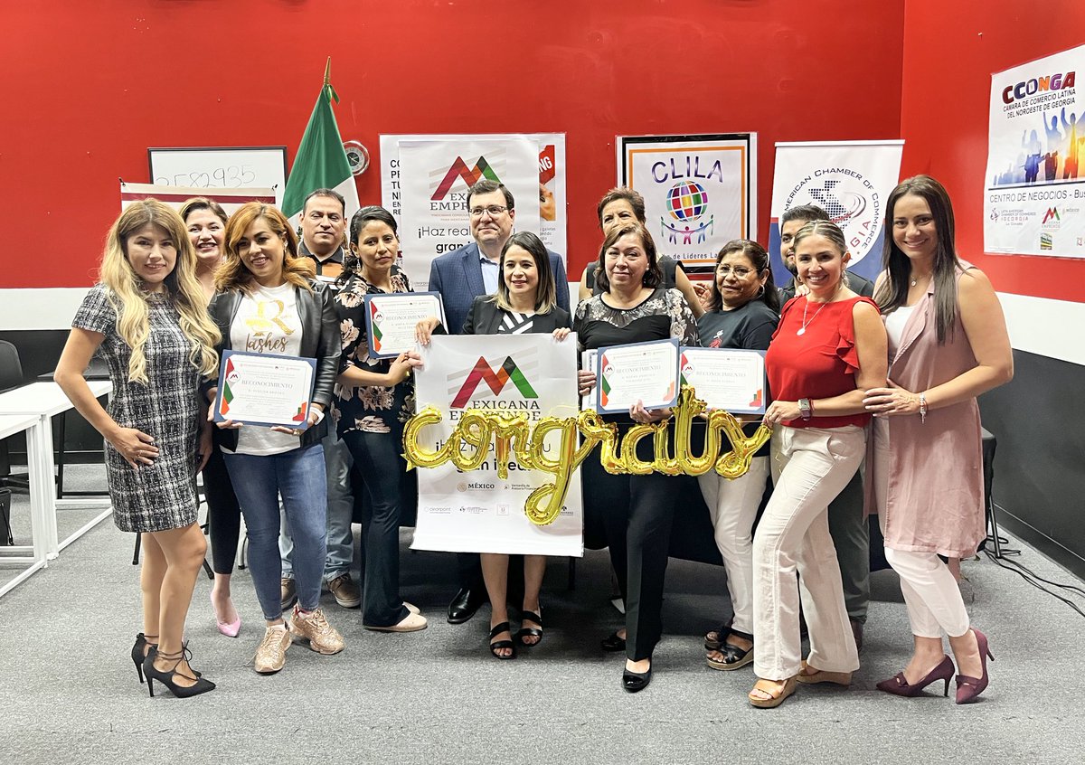 LACCGeorgia's tweet photo. LACC in partnership with the Consulate of Mexico in Atlanta and the Coalition of Latino Leaders (CLILA) celebrated in Dalton, Georgia, the graduation of a group of 4 women from the 3rd edition of the Consular Entrepreneurship program for Mexican women abroad "Mexicana Emprende". https://t.co/sZE4fgbvgL
