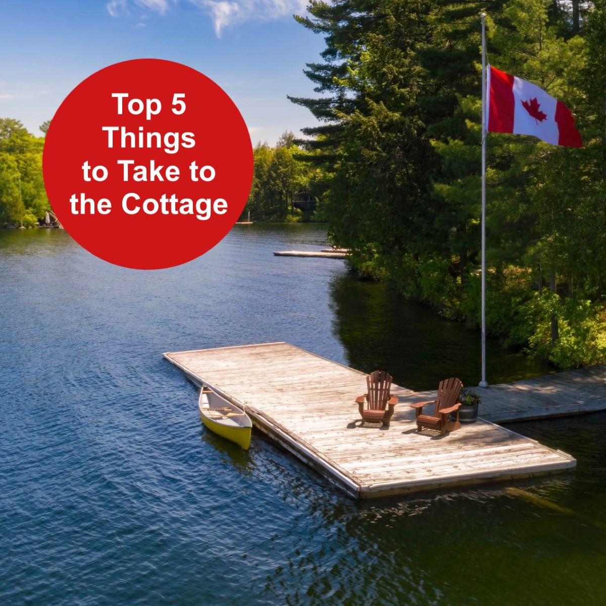 ErieMutual's tweet image. Headed to the cottage?
Don't forget to take these 5 things:

1. Activewear - enjoy a hike 
2. Bathroom Essentials - just because
3. Kitchen Necessities - including large popcorn bowl
4. Board Games - in case it rains
5. Music - wireless speaker

#cottage #cottageinsurance