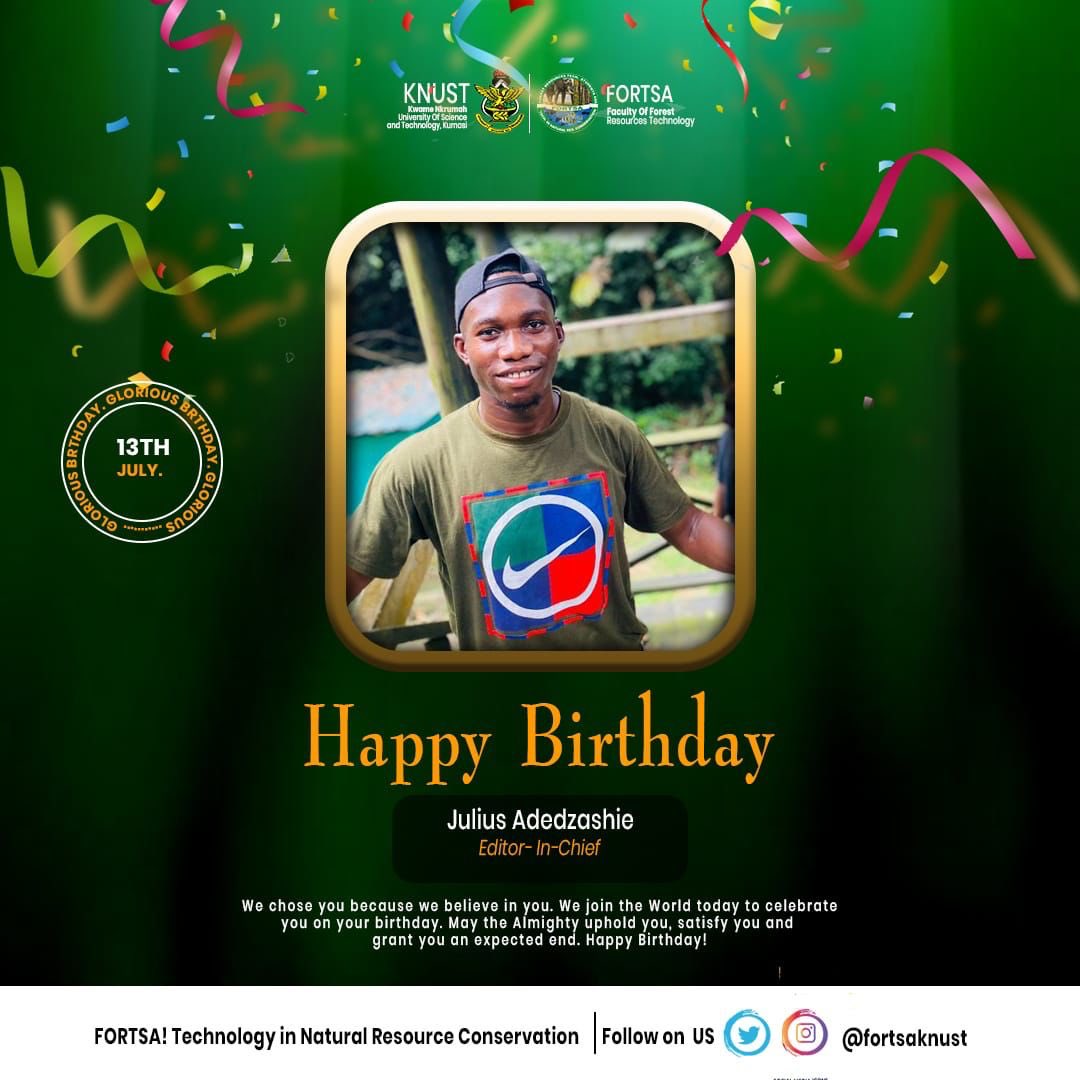 FORTSA_KNUST's tweet photo. Happy Birthday birthday to Hon. Julius Adedzashie ( Editor-in-Chief, FORTSA)🎉🎉🎉🎉🎉 We celebrate you today with much love and divine blessings upon you now and forever🙏🫶. God bless you and cheers 🥂 to greatness!!! https://t.co/Ip3W5IJ428