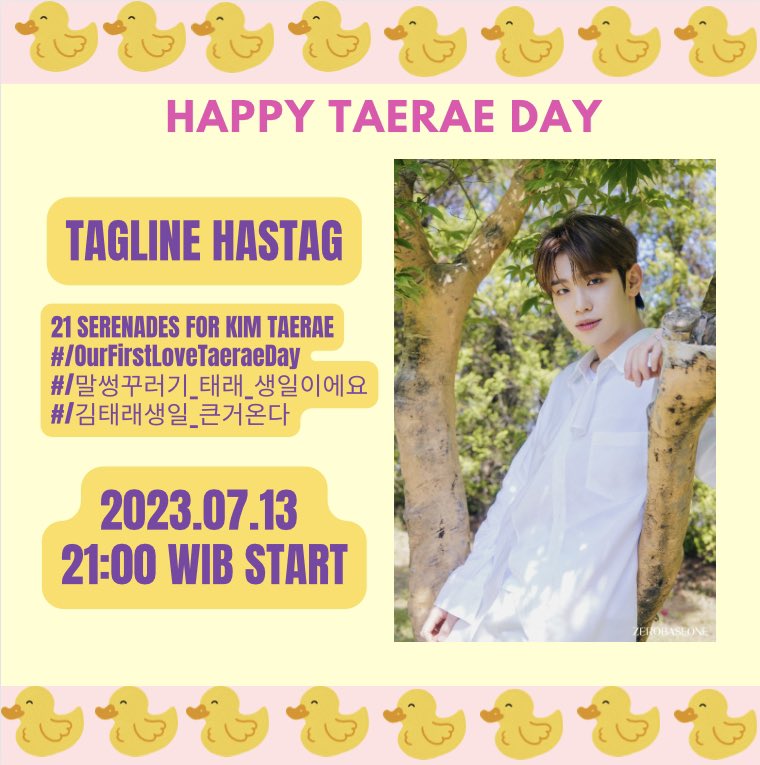 KimTaerae_ina's tweet photo. 📢 KIM TAERAE BIRTHDAY HASHTAG PARTY 📢

Drop the tags for Taerae’s birthday, ZE_ROSEs and Kkultaraes!

21 SERENADES FOR KIM TAERAE
#OurFirstLoveTaeraeDay
#말썽꾸러기_태래_생일이에요
#김태래생일_큰거온다 https://t.co/g2FxeWdbt8