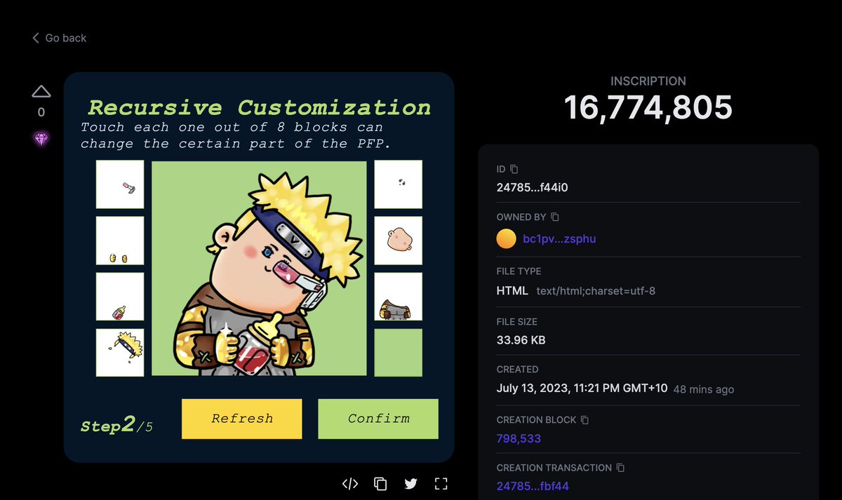 Time to customize your own Vibeland PFP 

Vibeland challenge #2, final WL chance 

🎶 Follow us, Rt &amp; Like this tweet
🎶 Enjoy → ord.io/16774805
🎶 Leave an upvote &amp; Make a screenshoot in the comment

We are building a groovish army on #bitcoin