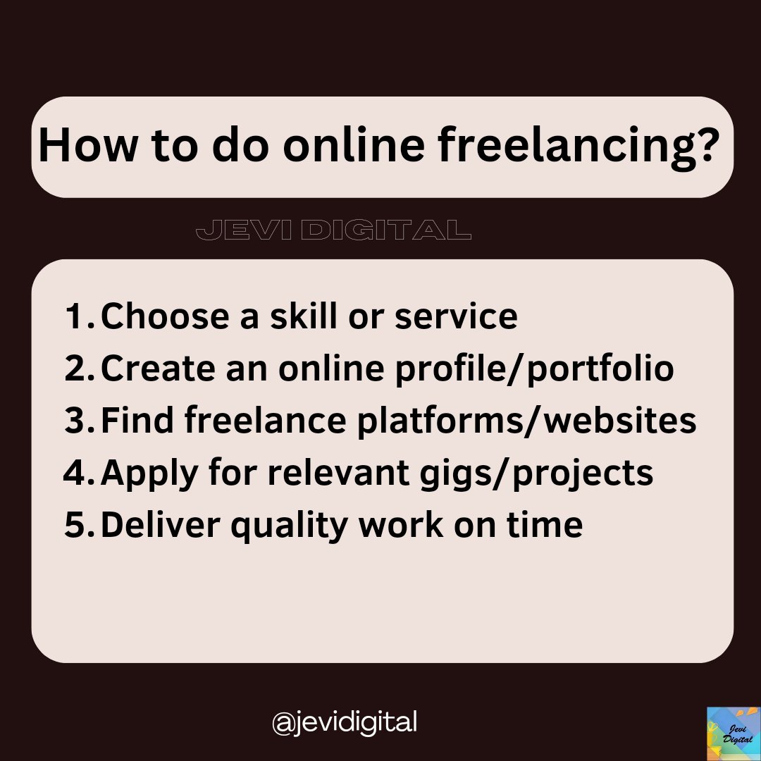 jevidigital's tweet image. Master the Art of Online Freelancing: Your Pathway to Freedom and Success
.
Follow @jevidigital 
.
#FreelancingTips
#DigitalNomadLife
#FreelancerCommunity #RemoteWork
#FreelanceSkills #FreelanceCareer
#FreelanceMarketing #FreelanceClients
#FreelancePortfolio #JeviDigital