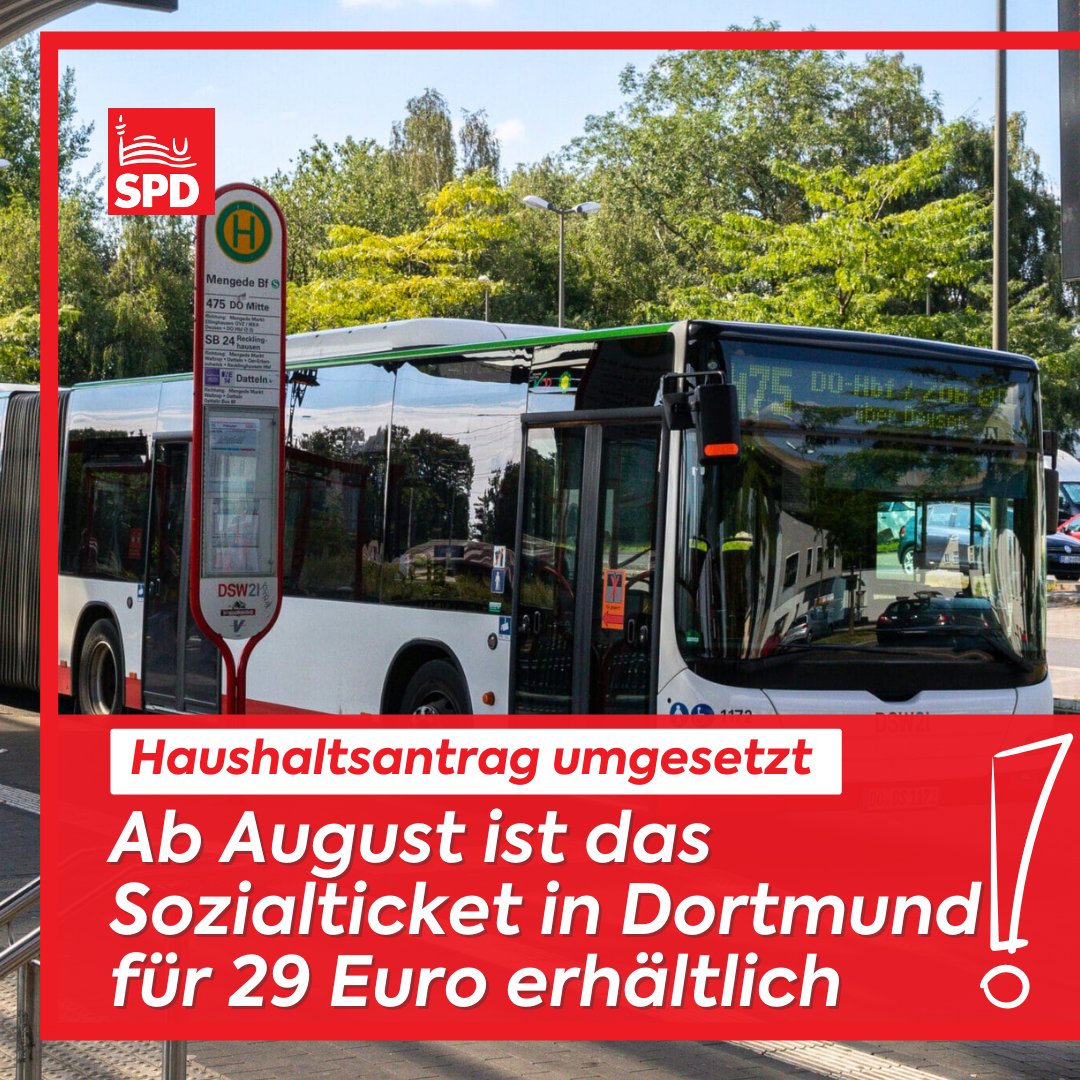 SPD_Fraktion_DO's tweet photo. Haushaltsantrag der SPD-Ratsfraktion umgesetzt: Preisreduzierung des #Sozialticket.s in #Dortmund auf 29 Euro ab #August.

https://t.co/GNRn8F5GWi https://t.co/jF6KS4vyrj