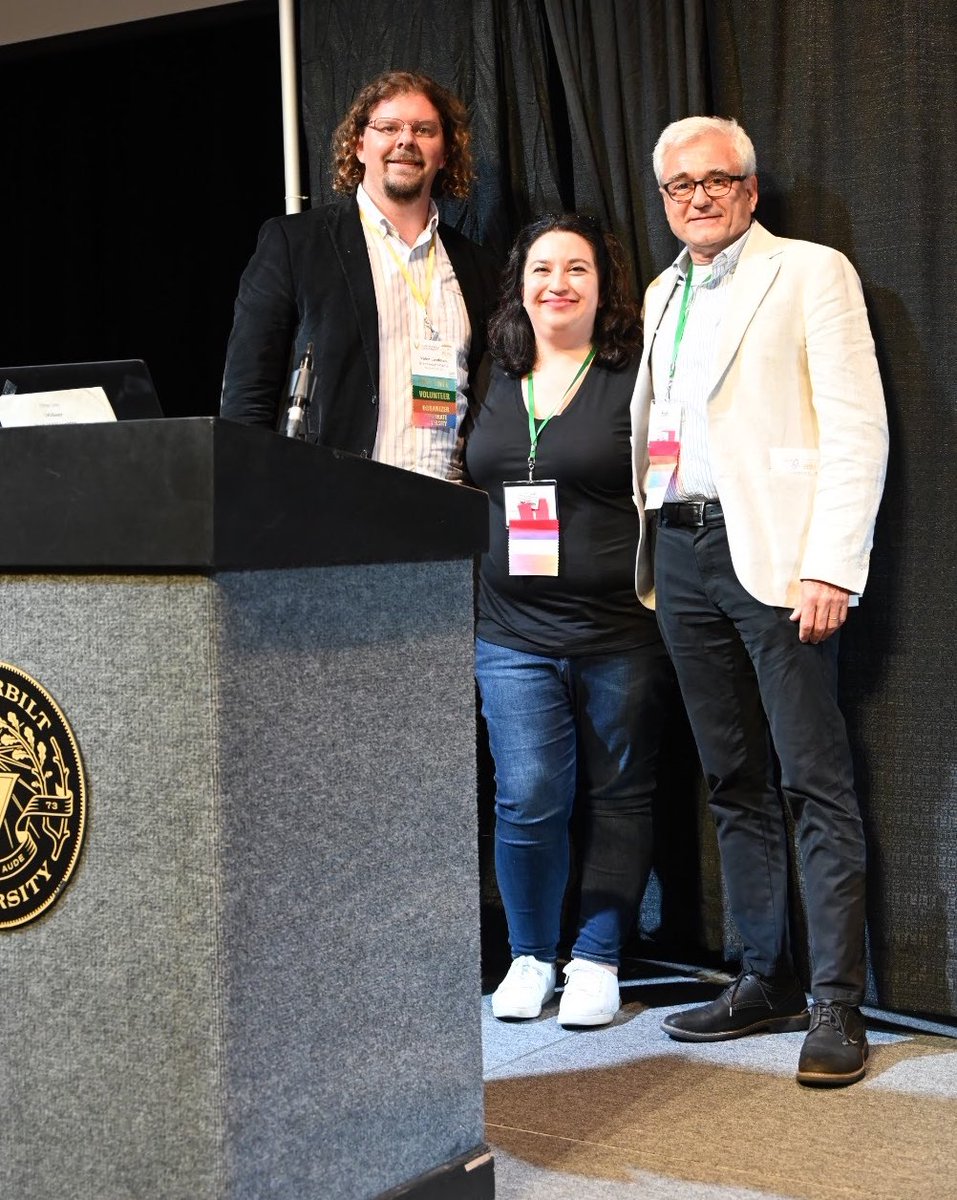 EceVanderbilt's tweet photo. Shout out to the #MIDL2023 Conference Chairs who put on an incredible conference at @VanderbiltU these past few days! 
Pictured: Dr. Bennett Landman, Dr. Ipek Oguz, and Dr. Benoit Dawant https://t.co/G6Wr2zqflA