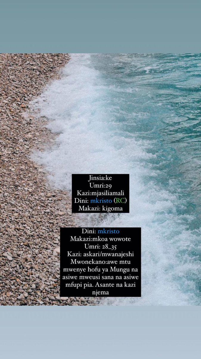 dateforsure_'s tweet photo. """ Jinsia:ke 🧑🏽‍💼
Umri:29
Kazi:mjasiliamali
Dini: mkristo (RC)
Makazi: kigoma 

Dini: mkristo 👨🏽‍⚕️
Makazi:mkoa wowote 
Umri: 28_35
Kazi: askari/mwanajeshi 
Mwonekano:a....
""

UMECHOKA KUWA SINGLE? UNAHITAJI USHAURI WA MAHUSIANO AU AFYA? KARIBU WHATSAPP +255 746 193 498 ufurahie https://t.co/UhtY9OwG6H