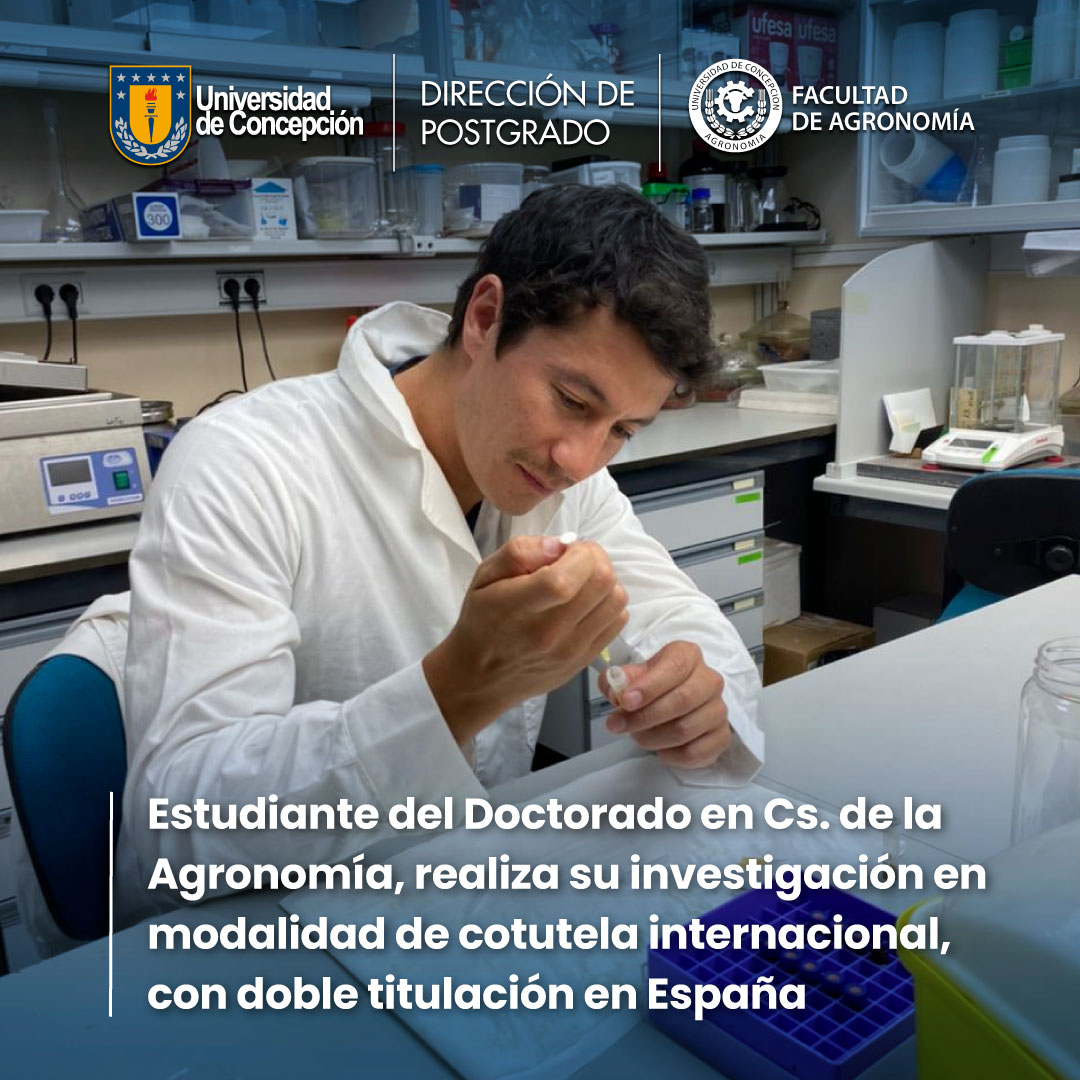 UdecAgronomia's tweet photo. #PostgradoUdeC #AgronomíaUdeC
🔷Se trata del estudiante Marcelo Illanes Tapia, quien esta llevando a cabo su #doctorado en el Laboratorio de #Fitoquímica y Alimentos Saludables del Departamento de #Ciencia y #Tecnología de Alimentos del CEBAS-CSIC, España. https://t.co/6XM8a5cgaZ