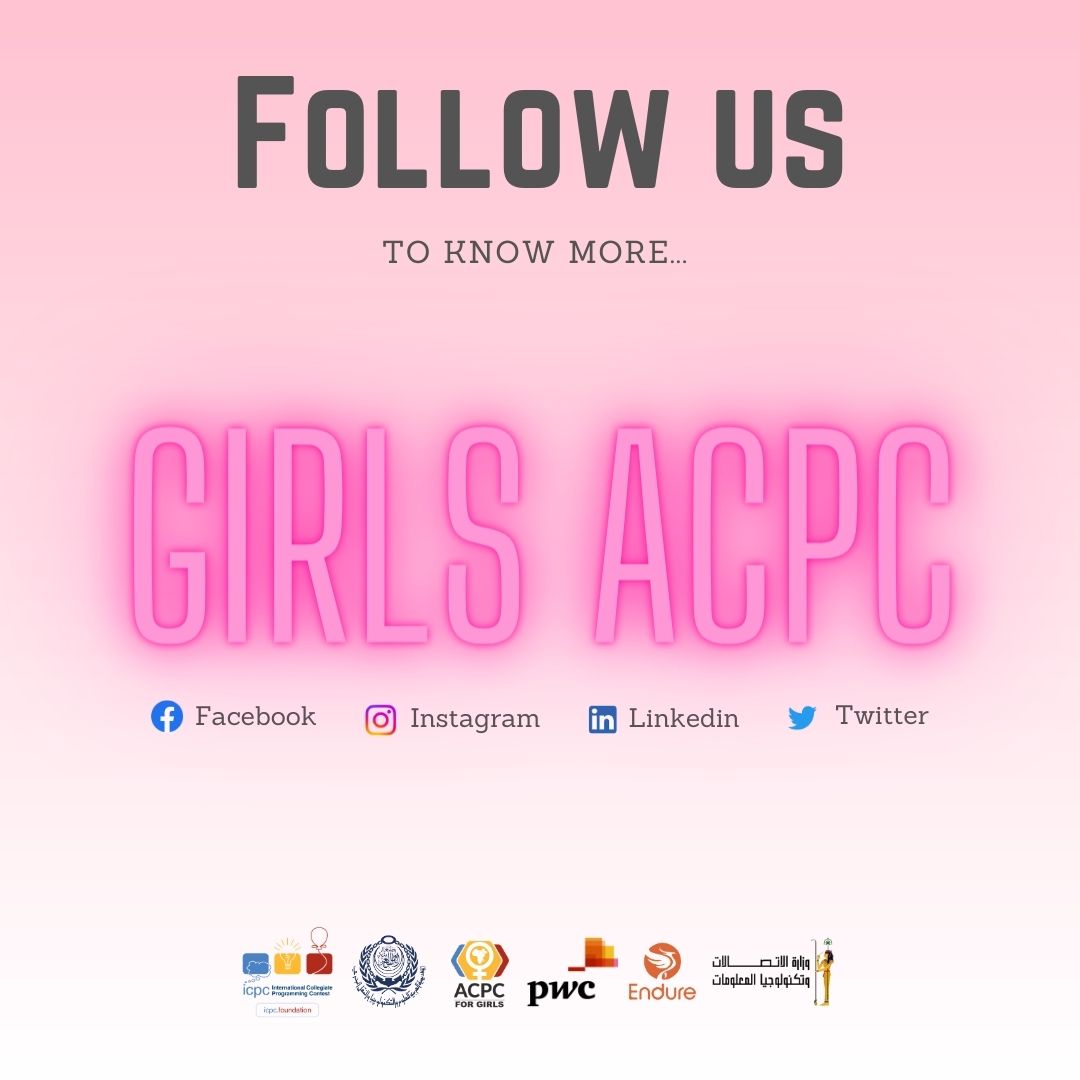 AcpcGirls's tweet photo. Follow us on our social media platforms to know more.

Facebook link: https://t.co/M7lbRg5dpu 
Instagram link: https://t.co/hD1o7Zz6e3 
Twitter link: https://t.co/LgCMRzH6M5 
LinkedIn https://t.co/qJdFSJU3dF 

#acpcnews #ACPC #girlsACPC #girlsacpc2023 #girlsacpc_judges #AASTMT https://t.co/7JN8owIUgb