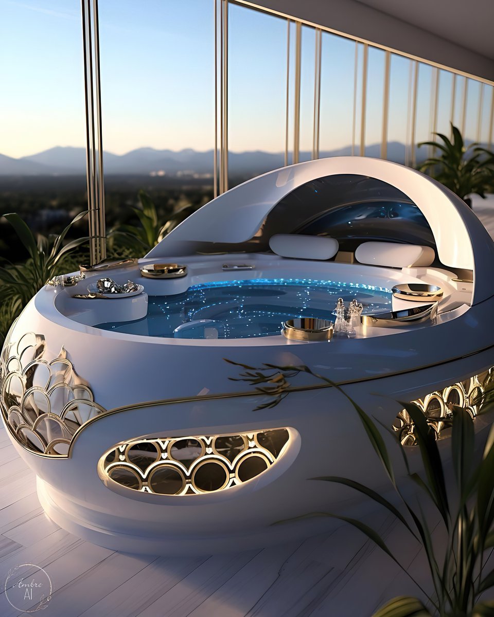 fahmeebo's tweet photo. Luxurious Outdoor Bathtub Generated with AI via Ambre_Ai https://t.co/0WCDwYU1d4