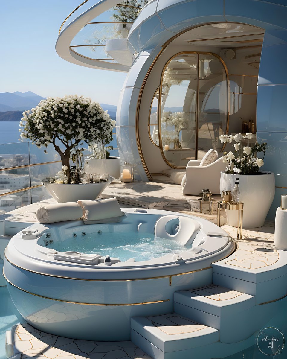 fahmeebo's tweet photo. Luxurious Outdoor Bathtub Generated with AI via Ambre_Ai https://t.co/0WCDwYU1d4