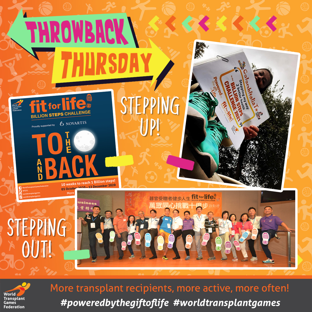 Who remembers our Fit for Life! Billion Steps Challenges? One united goal - to get active, to get healthy and make our steps count for #organdonation and #transplantation around the world... #poweredbythegiftoflife #worldtransplantgames