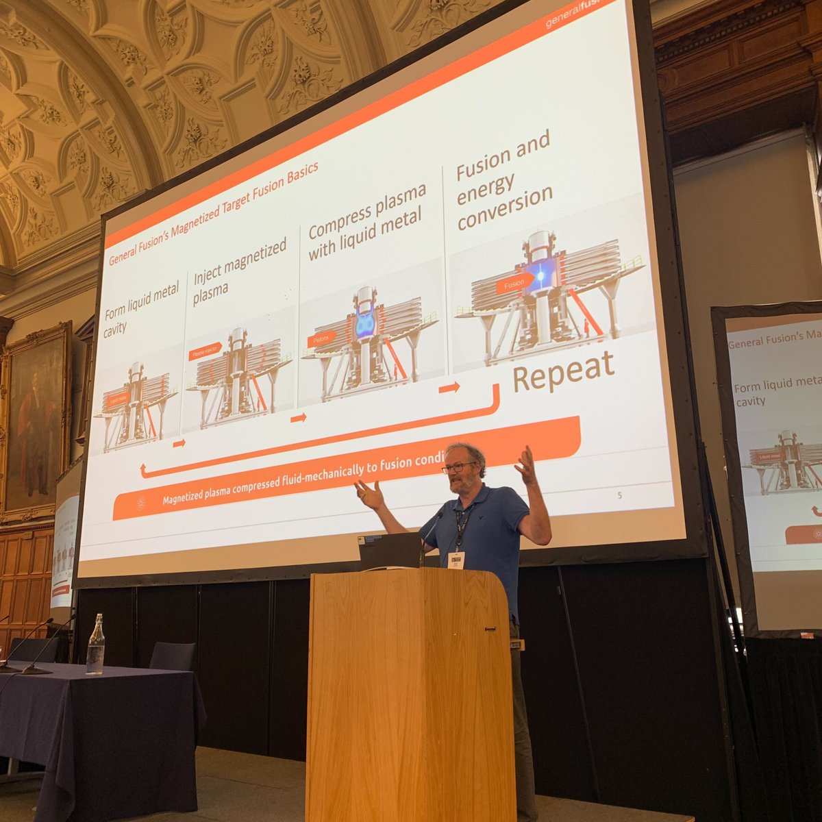 GeneralFusion's tweet image. Founder, Dr. Michel Laberge, presented an overview of our uniquely practical Magnetized Target Fusion technology at #SOFE2023. 

#cleantech #fusionpower #cleanenergy #netzero #energytransition