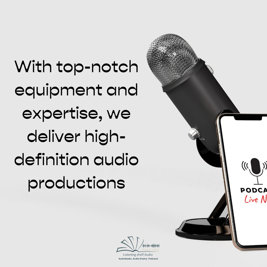 🎧 Produce It: We carefully select the perfect narrator for your book, ensuring a seamless match between voice and story. With top-notch equipment and expertise, we deliver high-definition audio productions. #HighQualityAudio