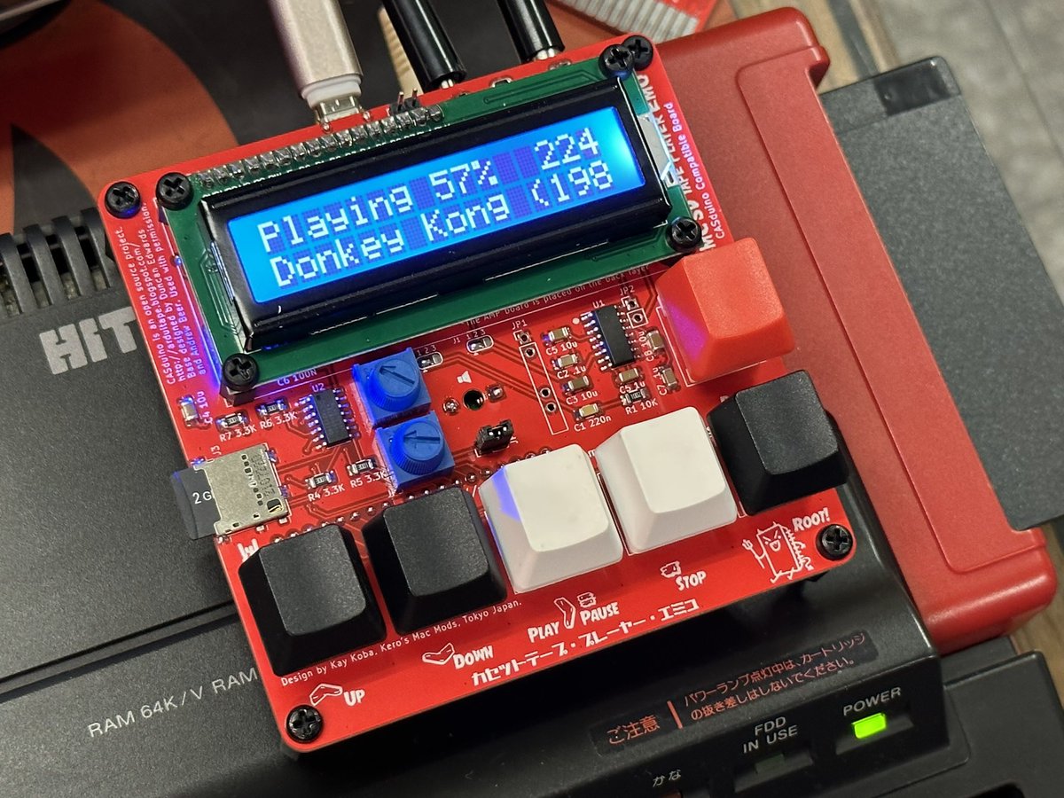 infinity5750's tweet photo. CASduino, the second prototype is finished. Progress was made as the shifter IC worked. And with generous developer permission. My only error is that the DC jack makes slight contact with the LCD driver, ahhhh this will be fixed and carried over.
#msx #casduino #SMC #KerosMacMods https://t.co/ydZ5A0agps