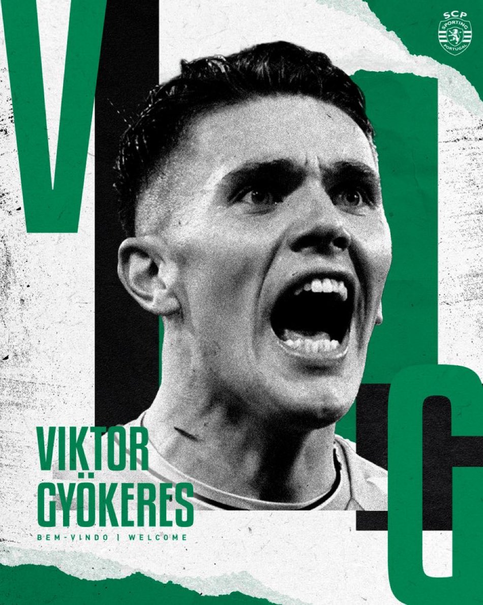FabrizioRomano's tweet photo. Official, confirmed. Viktor Gyökeres has joined Sporting on €24m record fee as revealed days ago. 🟢✔️ https://t.co/I77SbgB44I