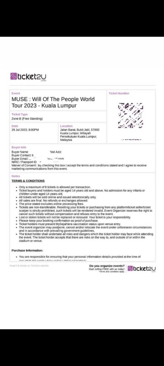 _AmmarMirza's tweet photo. WTS Ticket MUSE
any details boleh pm. 
#MUSEKL https://t.co/6XrJ4X17X7