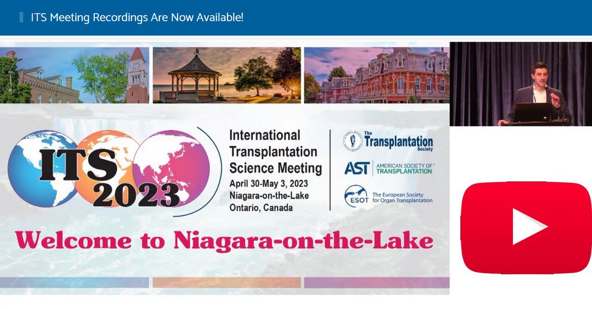 ICYMI 📢 Recordings from the International Transplant Science (ITS) 2023 meetings are now available online! Take a look at the many presentations and view here 👉 tinyurl.com/mraprhvf 👀 #TransplantTwitter #Transplantation #OrganTransplant