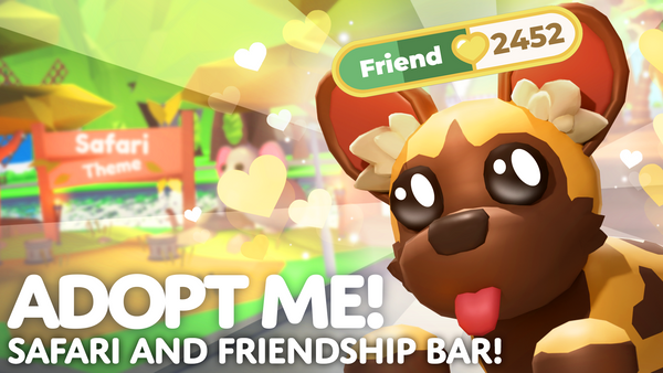 Adopt Me! on X: 🥰 Safari & Friendship Bar! 🥰 🏜️ New safari-themed area!  🐗 New pets: Ostrich and Warthog! 🦦 Bond with your favorite pet & gain Age-Up  potions! 🐕‍🦺 New