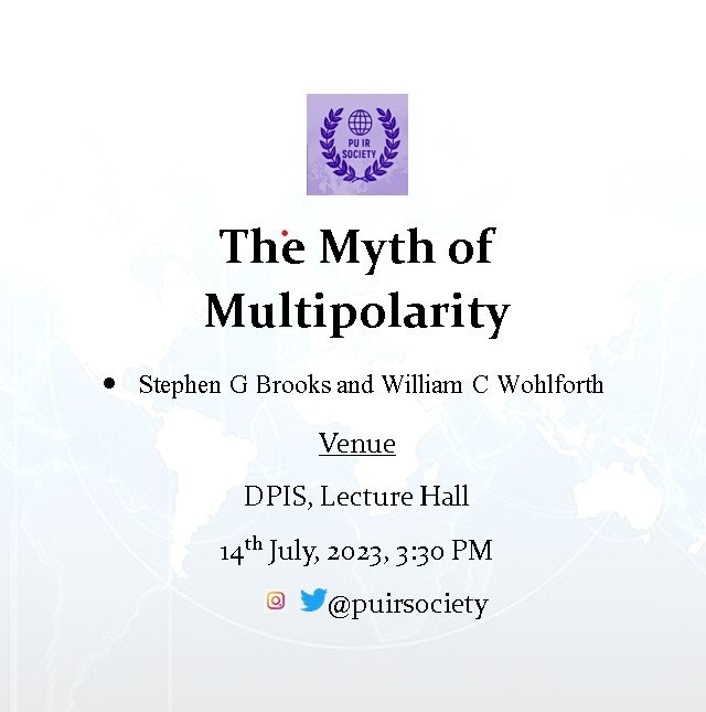 puirsociety's tweet photo. We are beginning @puirsociety  with the article 'The Myth of Multipolarity' by 'Stephen G Brook' and @WCWohlforth. All IR enthusiasts in Pondicherry are welcome. https://t.co/GGraKtVQvx