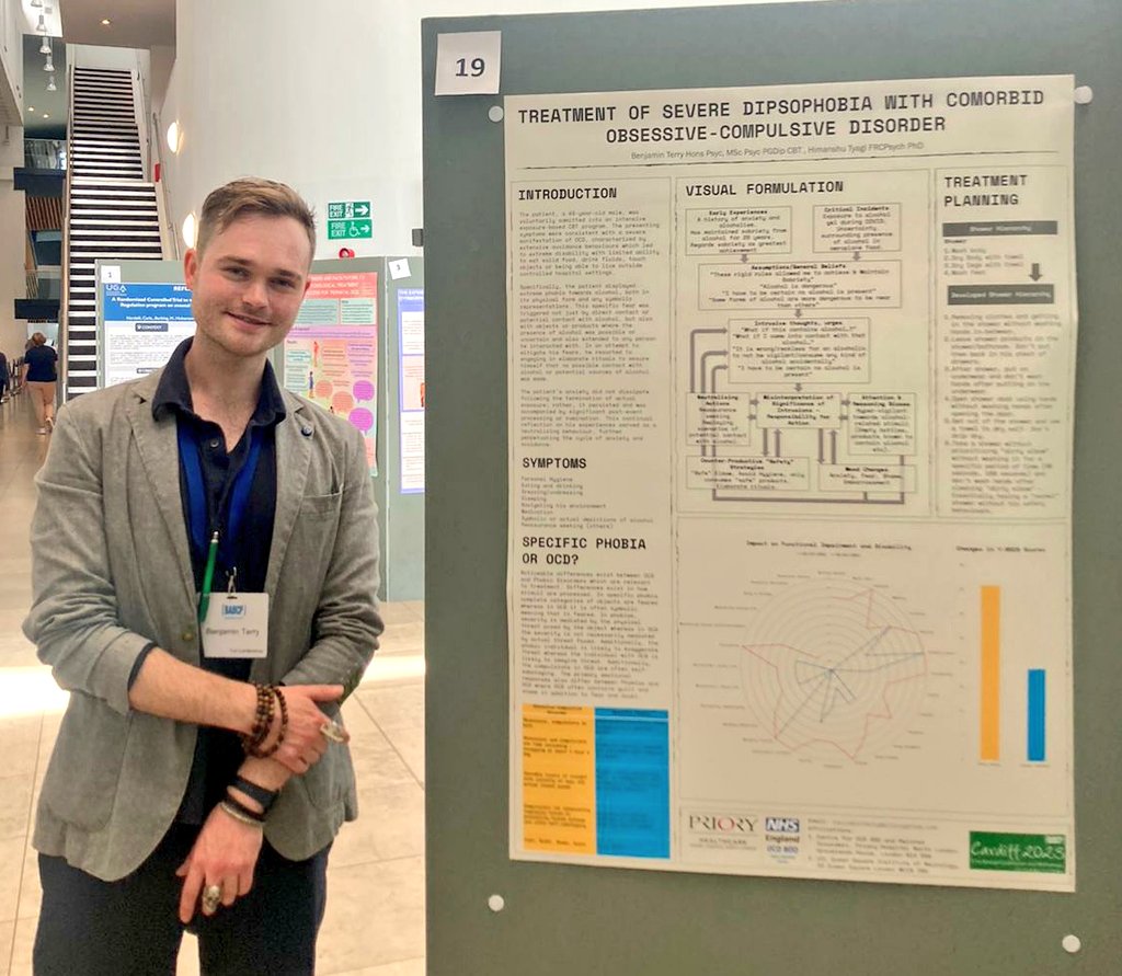 himanshutyagi's tweet photo. Busy academic day for the @PrioryGroup #OCD team at North London. Benjamin Terry presenting his poster at #BABCP2023 at Cardiff, and @Rozewicz and myself at #RCPsychIC23 in Liverpool with a session on #neuromodulation in #psychiatry https://t.co/ix4SQRi2t9