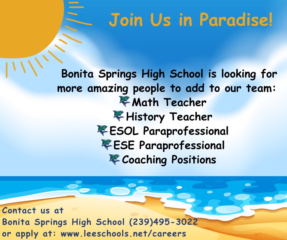 We are looking for some more amazing people to join our team! I love our school and I know you will too! 
Feel free to share!