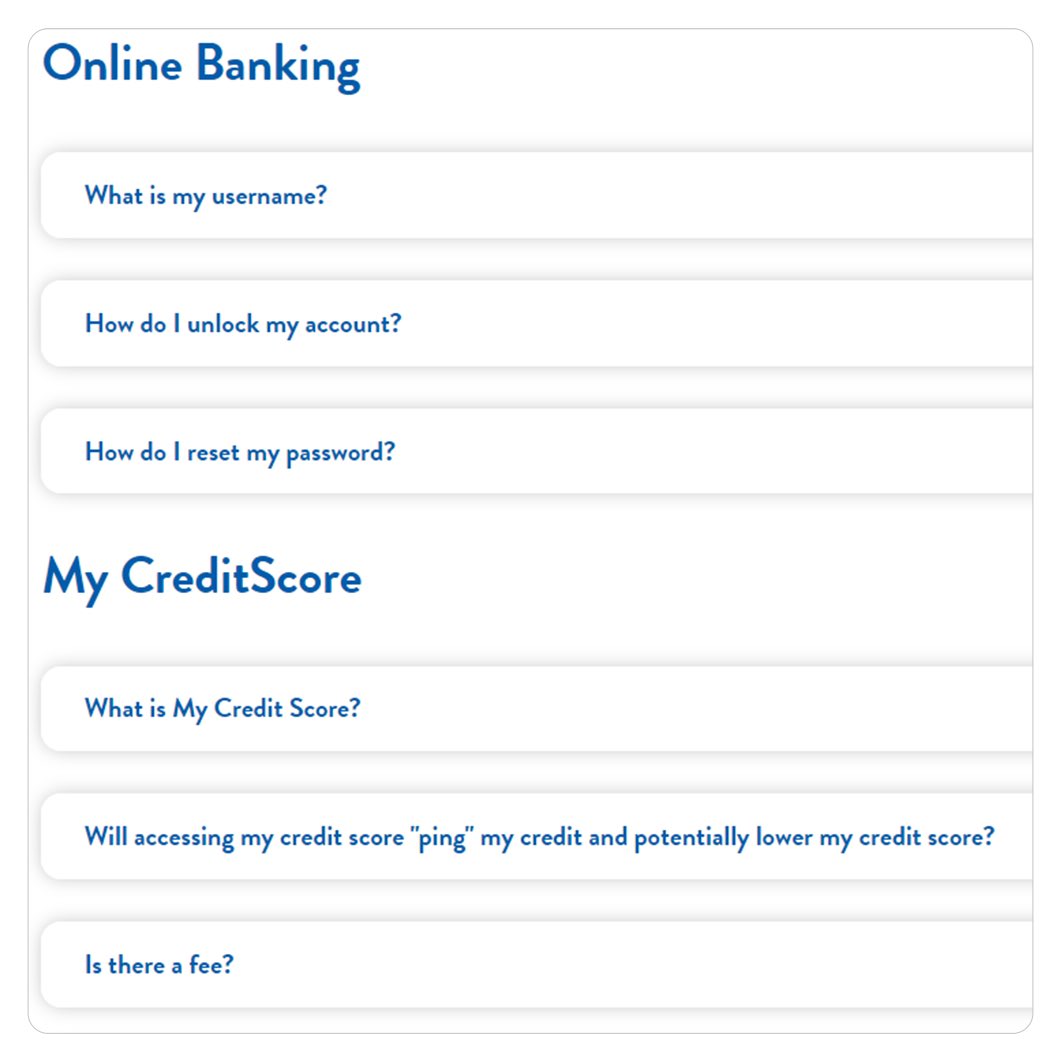 SCFederalCU's tweet image. Our new website is coming soon!
The new FAQ section will help you find answers to your questions about products &amp;amp; services and using your account. We compiled the questions we receive most often so you can quickly get the answers you need.
Learn more at scfederal.org/NewWebsite