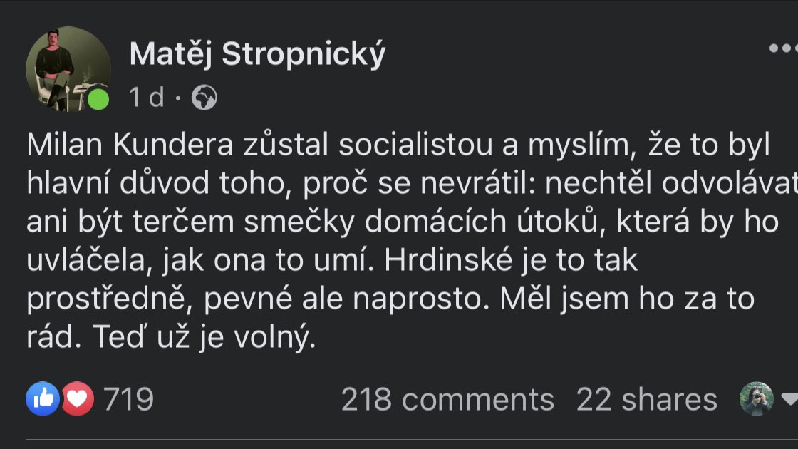 kyselina's tweet photo. @jirispicak No a pak jsou tu statusy Matěje Stropnického ... https://t.co/pWTQE5TTSF