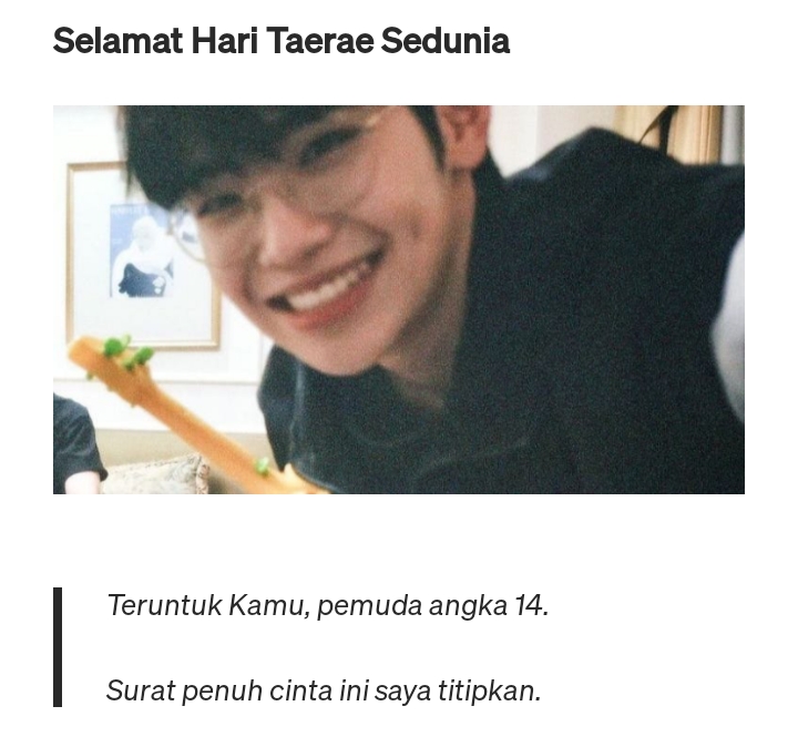 zb! guys, sender mau post surat ucapan ulang tahun untuk ta3ra3. kira-kira ada yang mau di-tag ga??