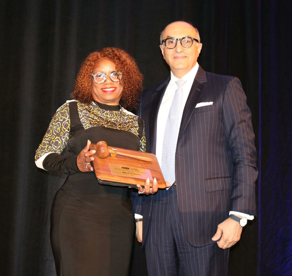 ARTBA's tweet photo. Thank you for your leadership! Outgoing ARTBA P3 Division President Deborah Brown (@wspusa) was recognized for her outstanding service by Incoming Division President Sia Kusha (@plenaryamericas). #artbap3 https://t.co/o5cuxp2dpY