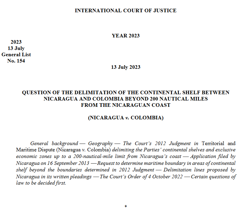 CIJ_ICJ's tweet photo. READ HERE: the full text of the #ICJ Judgment in the case concerning Question of the Delimitation of the Continental Shelf between Nicaragua and Colombia beyond 200 nautical miles from the Nicaraguan Coast (#Nicaragua v. #Colombia) https://t.co/Q8z0444pSX https://t.co/qdDSziugDt
