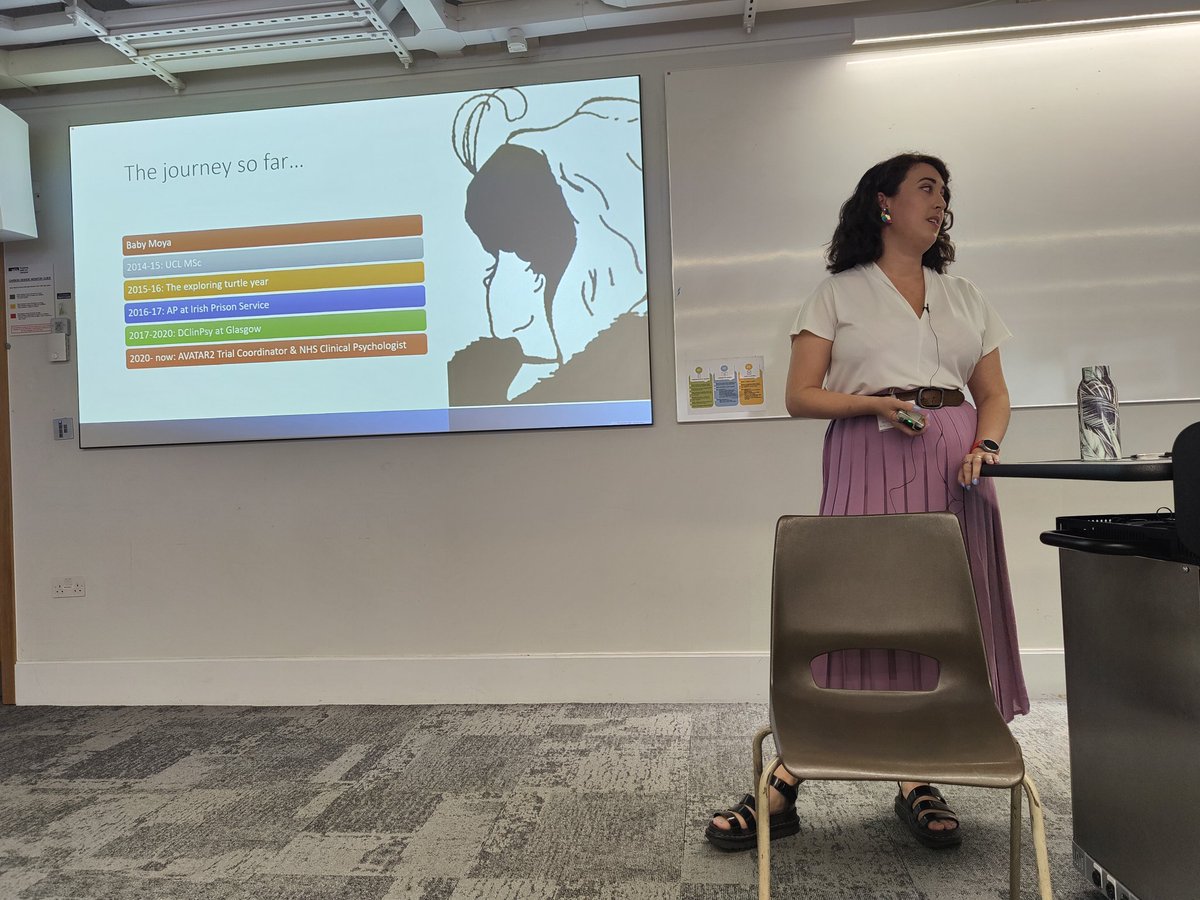 MentalhealthMSc's tweet photo. Now on our alumni day Dr @MoyaClancy is speaking on her work in prison mental health and as Glasgow lead for the @AvatarLdn trial, focusing on relational approaches. Thanks for a great talk. https://t.co/pwupLg6Ljq