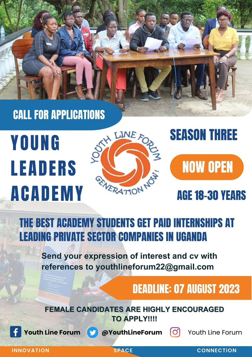 I'll See What I can do. (@musanarobert) on Twitter photo Here is an opportunity for young people to be part of this leadership academy. Please share with young people below 30 years to apply. <a href="/YouthLineForum/">Youth Line Forum</a>
<a href="/KMushambo/">Mushambo K Henry</a>
forms.gle/soqYeMkVA8vhxR… Here is an opportunity for young people to be part of this leadership academy. Please share with young people below 30 years to apply. <a href="/YouthLineForum/">Youth Line Forum</a>
<a href="/KMushambo/">Mushambo K Henry</a>
forms.gle/soqYeMkVA8vhxR…
