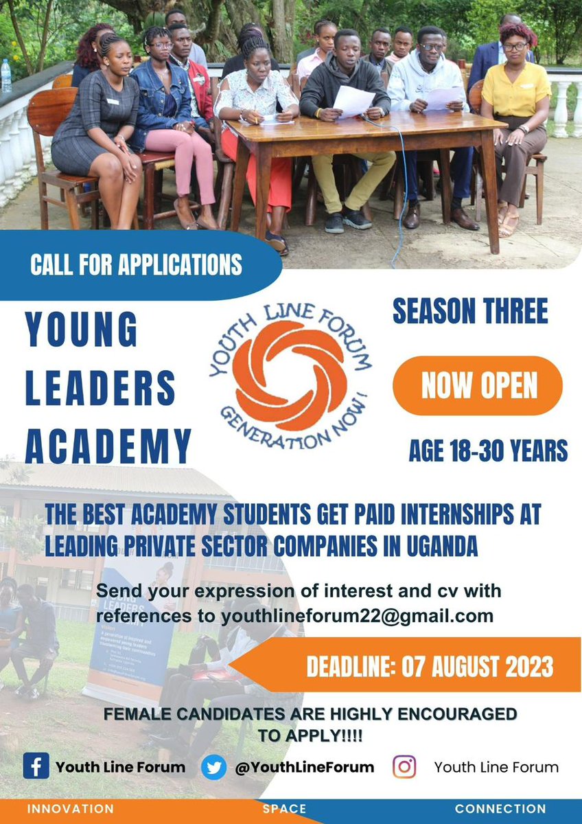 Here is an opportunity for young people to be part of this leadership academy. Please share with young people below 30 years to apply. @YouthLineForum @KMushambo forms.gle/soqYeMkVA8vhxR…