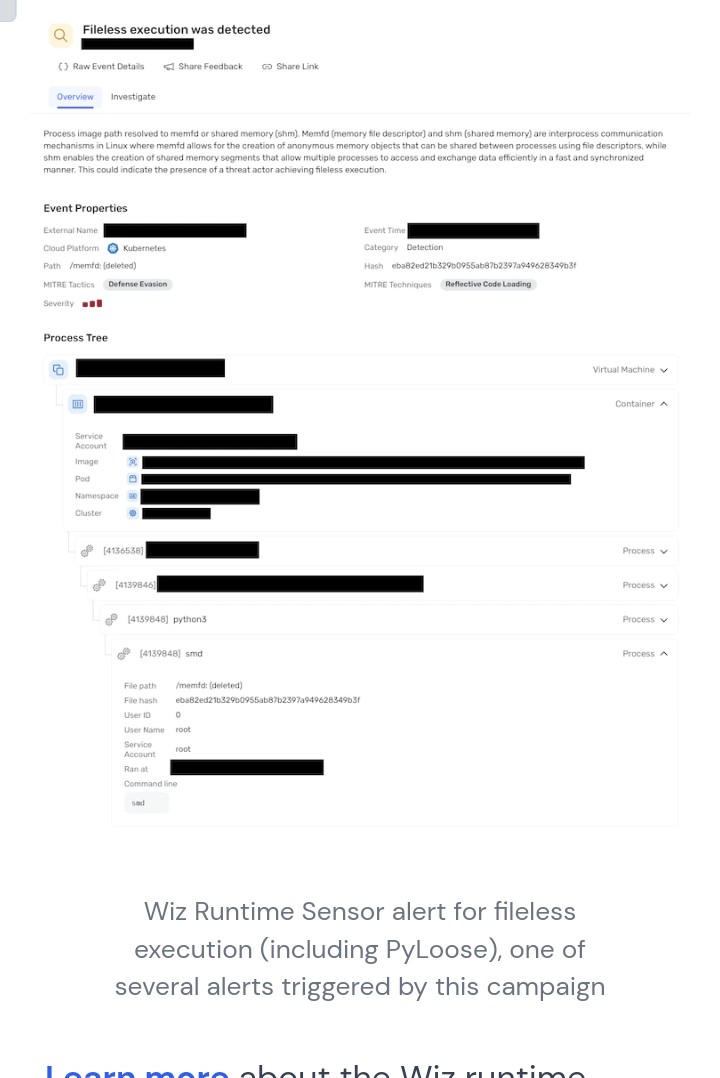 Tinolle's tweet image. #PyLoose: #Python-based #fileless #malware targets #cloud workloads to deliver cryptominer 
wiz.io/blog/pyloose-f…